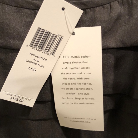 Gray Silk Habutai Eileen Fisher Layered Tank - Picture 4 of 8